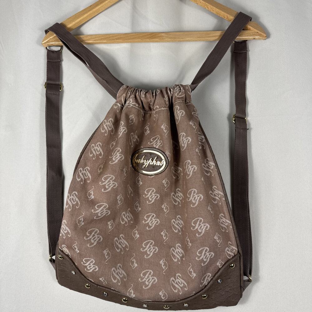 Vintage Y2K Baby Phat Drawstring Backpack Studded Rhinestone Accent McBling 2000